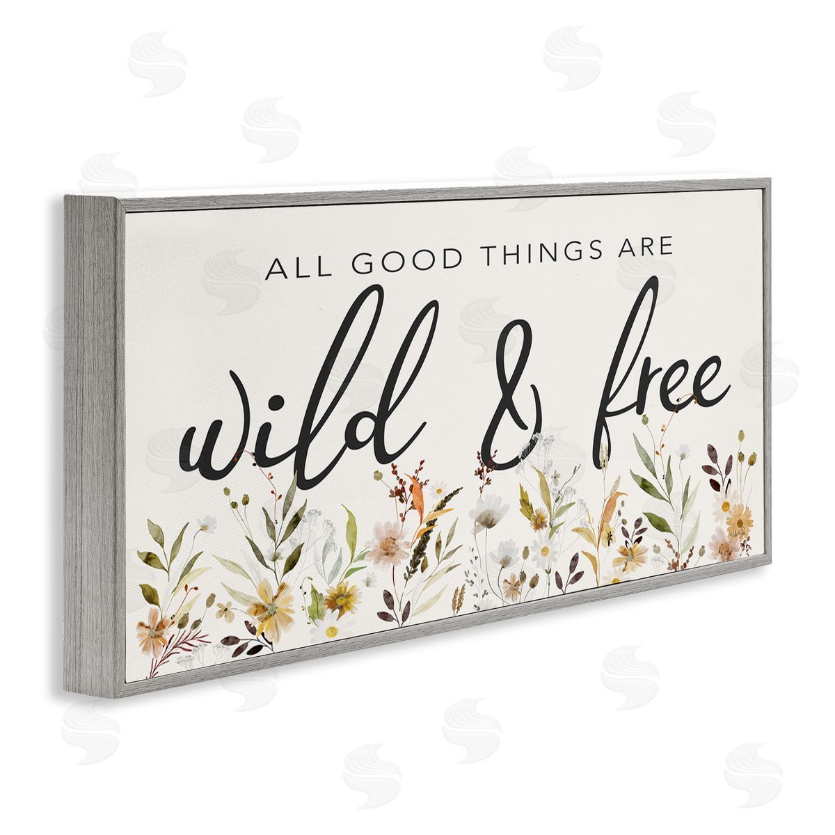 Wild and Free Sentiment Grey Frame Print Wall Art, Home Decor by Marla Rae