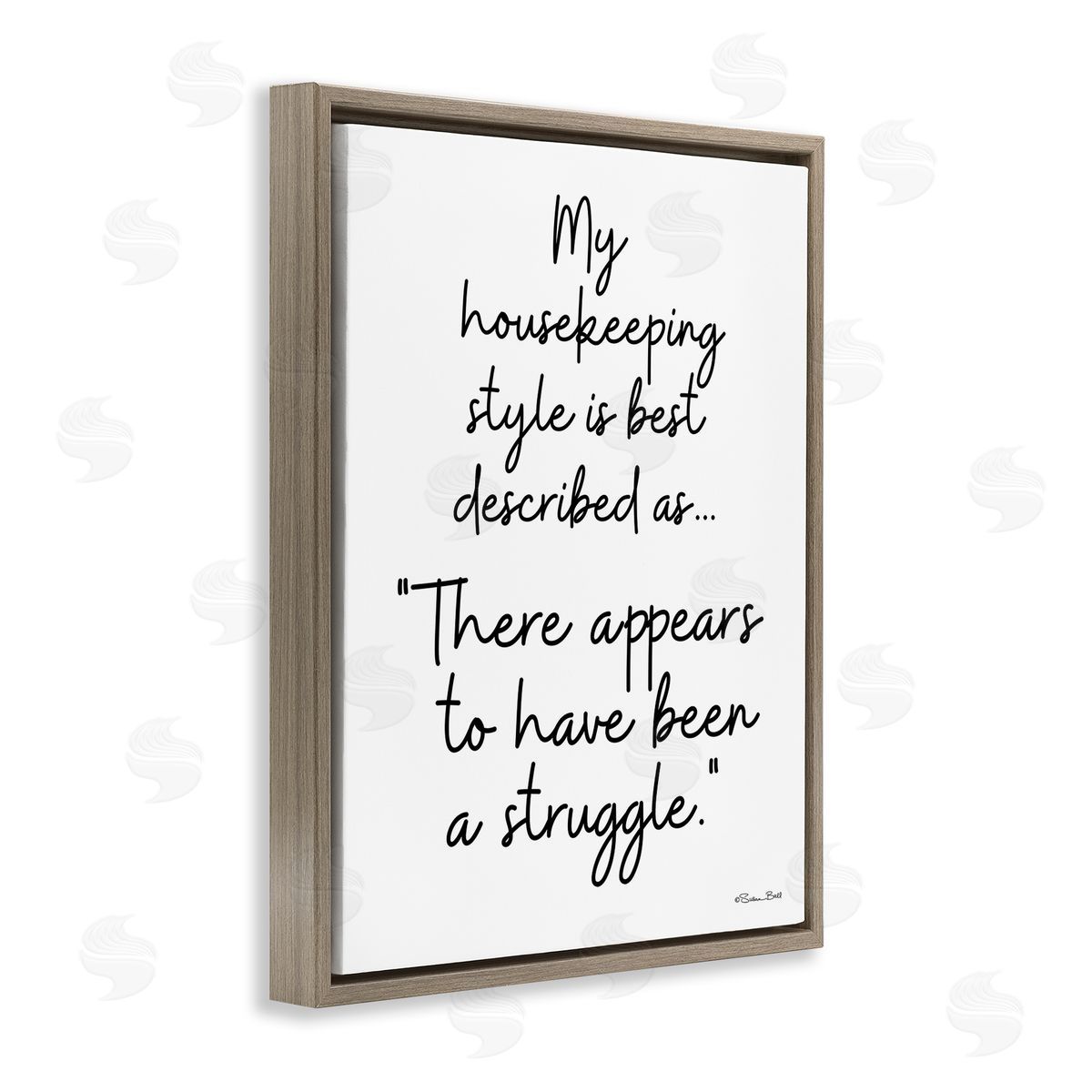 Funny Housekeeping Struggle Brown Floating Frame Canvas Wall Art, Home Decor by Susan Ball