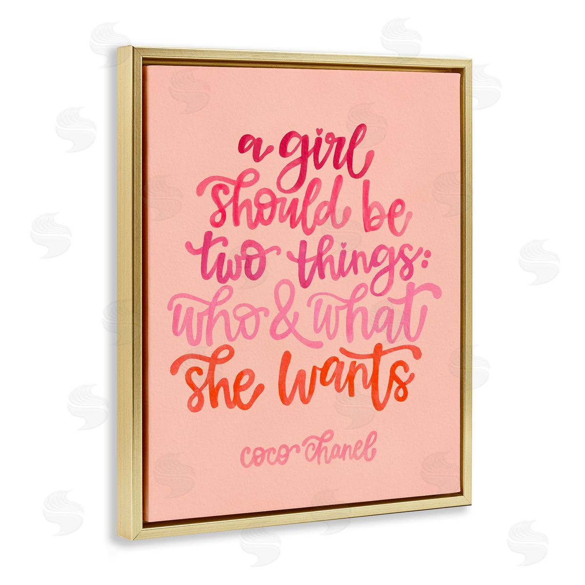 Where and What She Wants Gold Floating Frame Canvas Wall Art, Home Decor by The Paper Curator