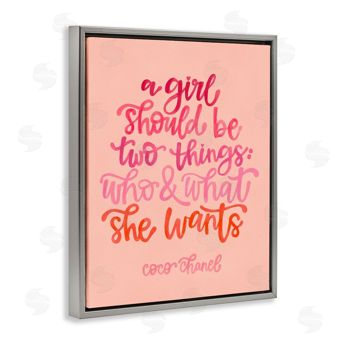 Where and What She Wants Grey Floating Frame Canvas Wall Art, Home Decor by The Paper Curator