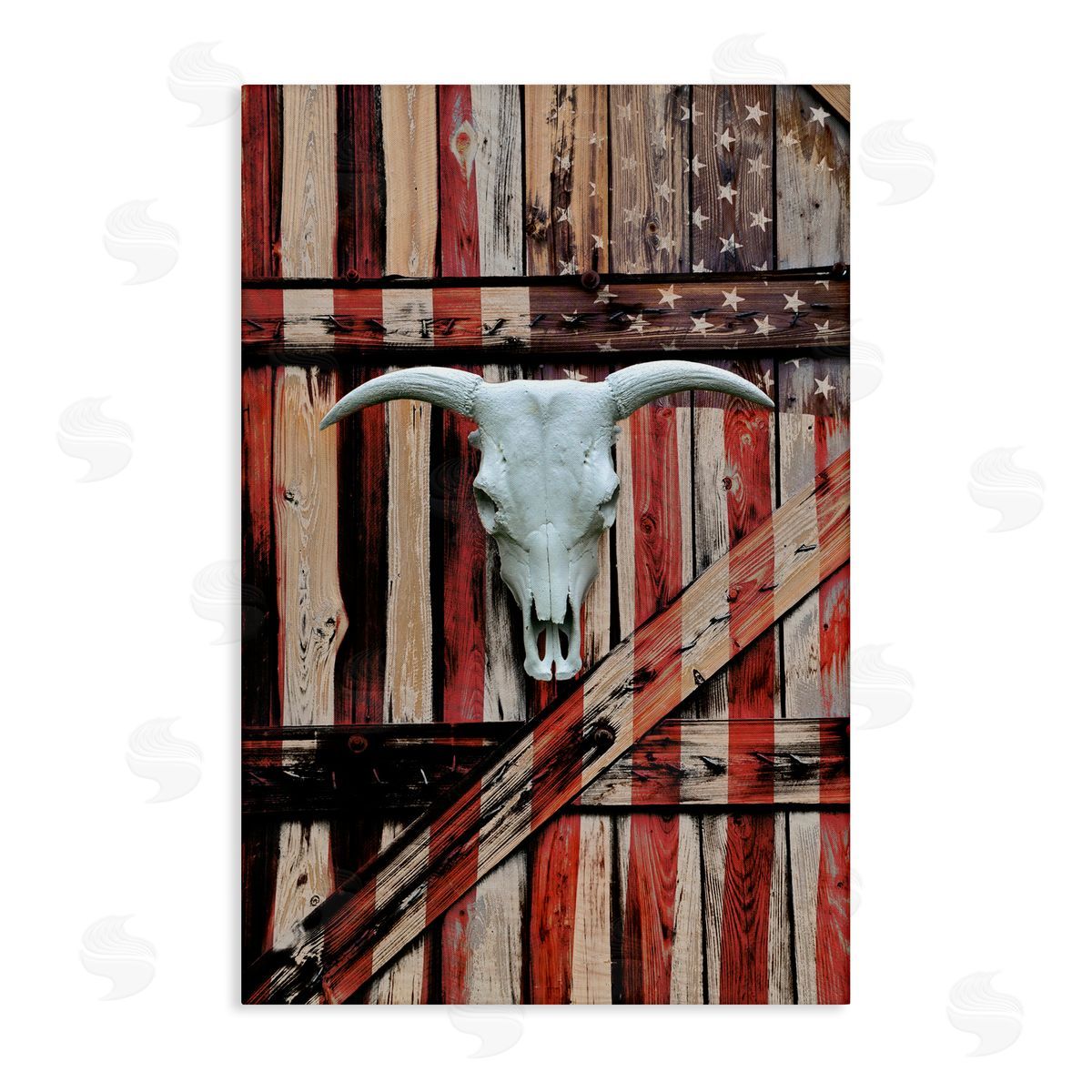 Patriotic Cow Skull Canvas Wall Art, Home Decor by Gail Peck