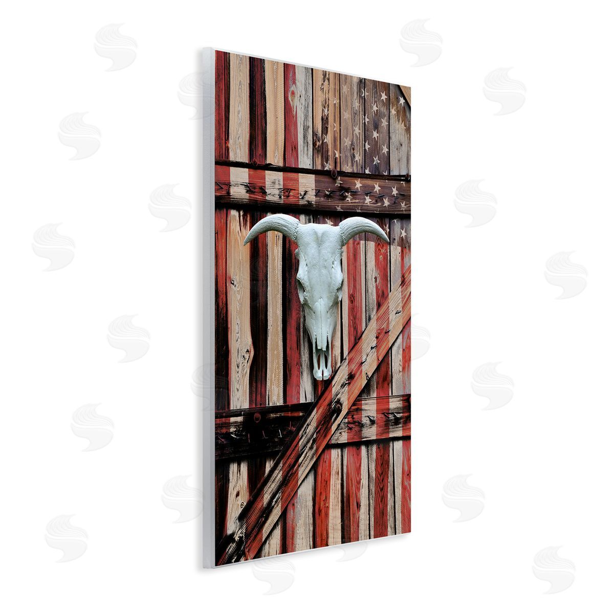 Patriotic Cow Skull Wood Plaque Wall Art, Home Decor by Gail Peck