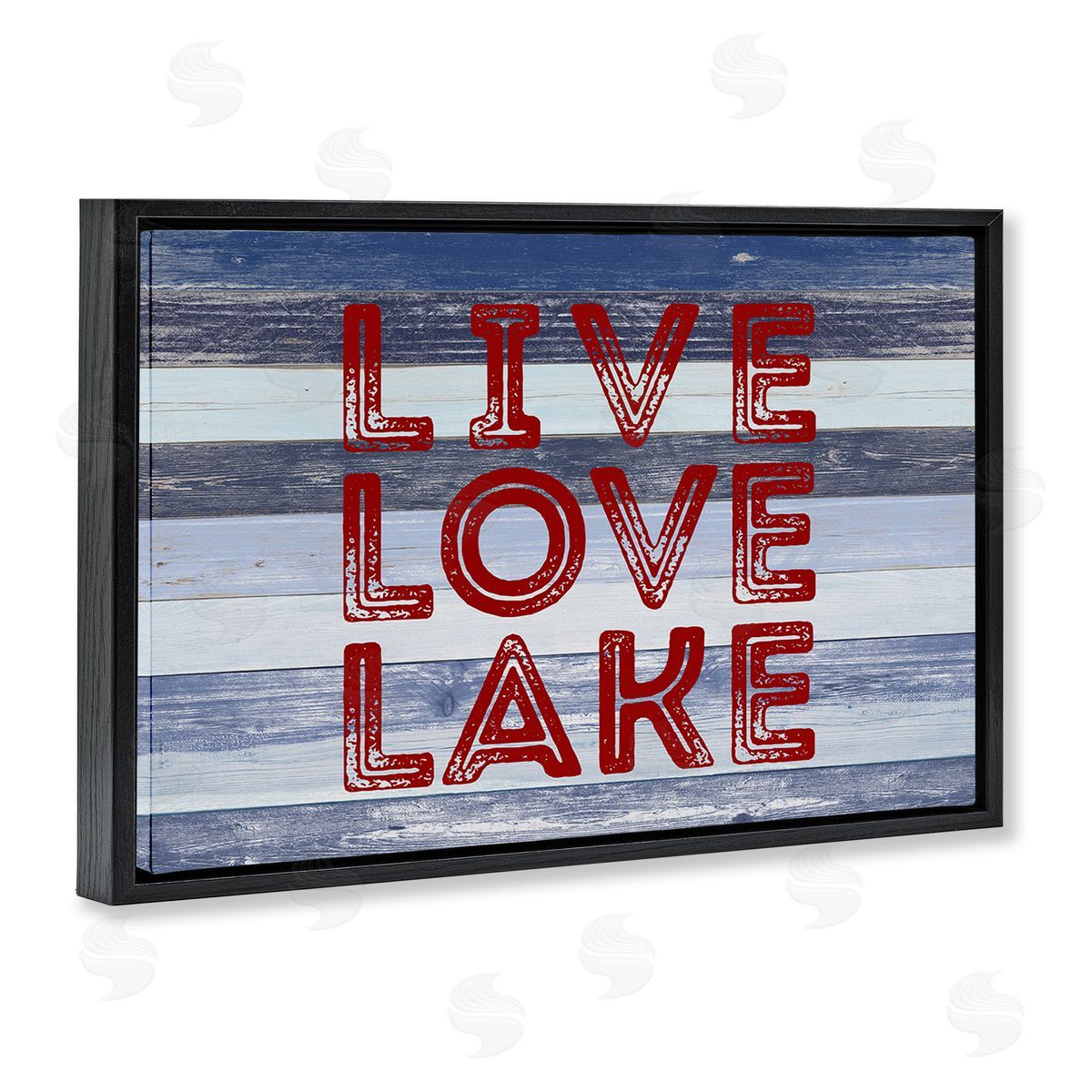 Live Love Lake Striped Black Floating Frame Canvas Wall Art, Home Decor by Sd Graphics Studio
