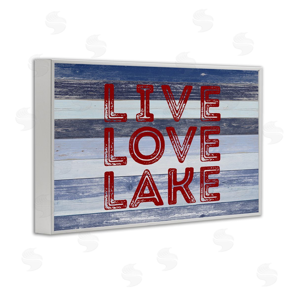 Live Love Lake Striped White Frame Print Wall Art, Home Decor by Sd Graphics Studio