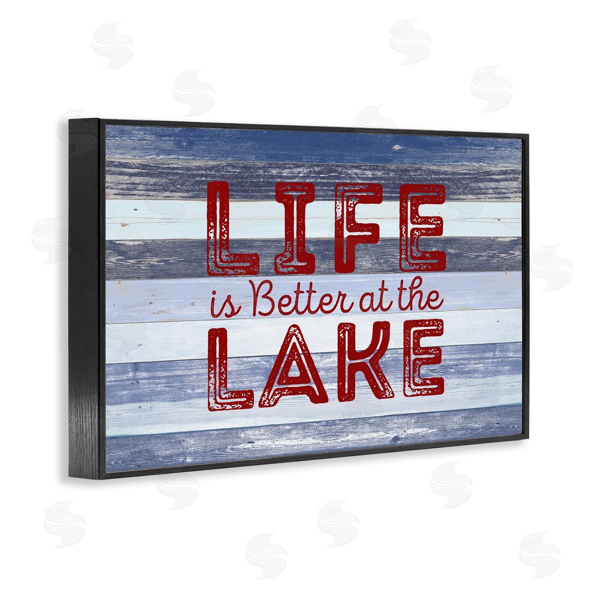 Life At Lake Striped Black Frame Print Wall Art, Home Decor by Sd Graphics Studio