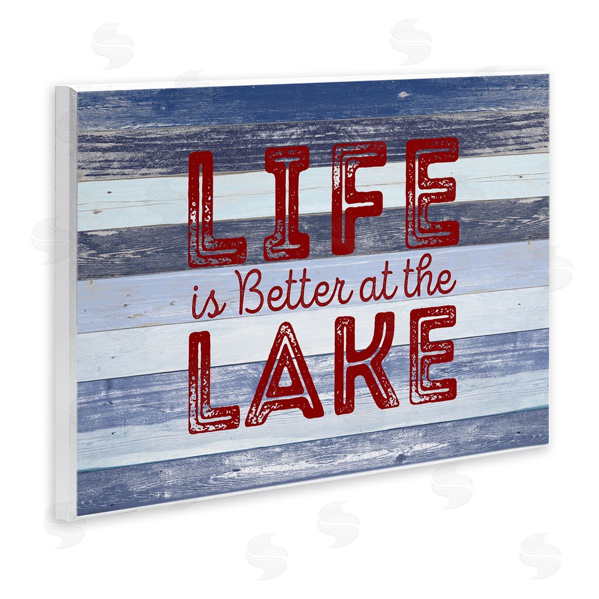 Life At Lake Striped Wood Plaque Wall Art, Home Decor by Sd Graphics Studio