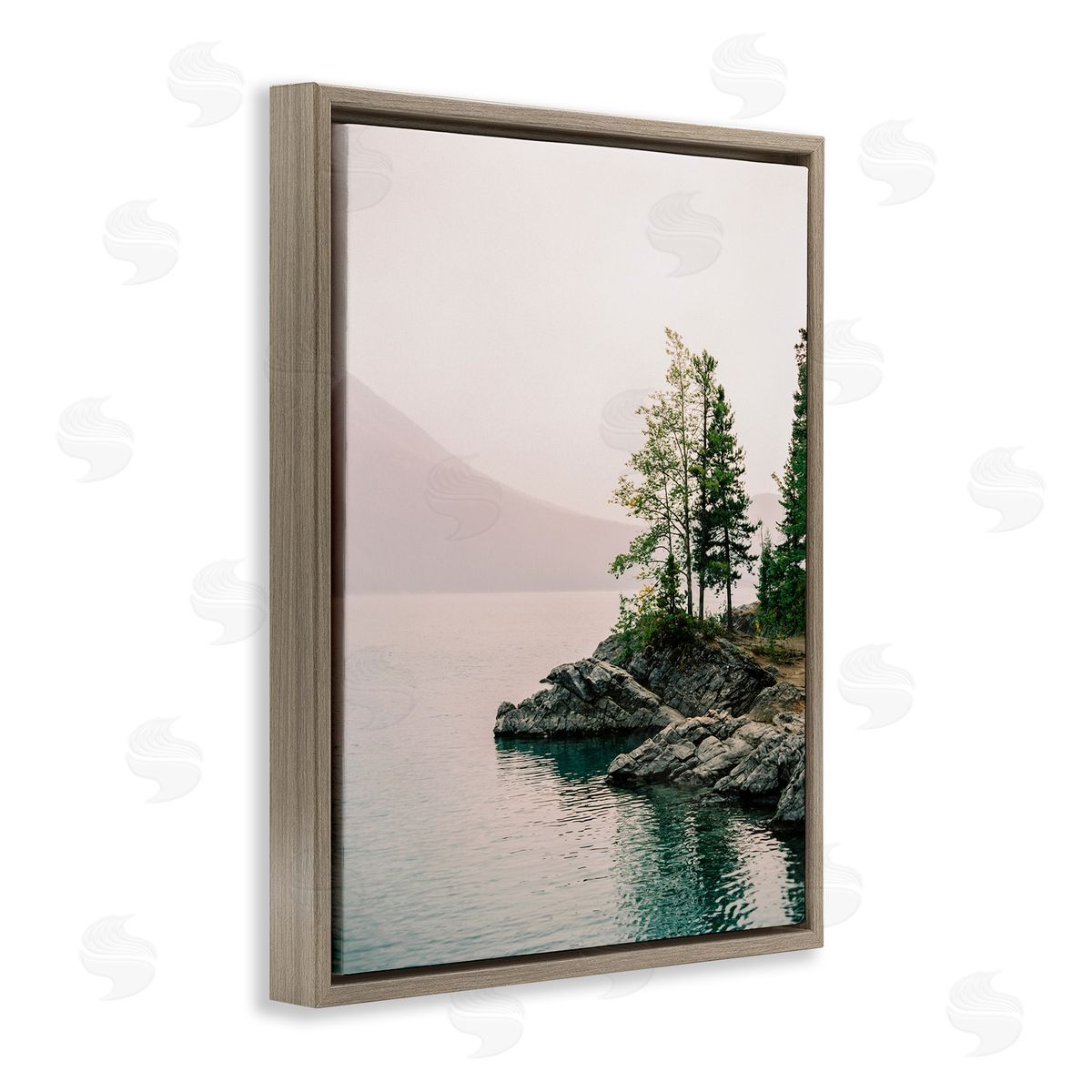Rocky Inlet Cove Brown Floating Frame Canvas Wall Art, Home Decor by Justine Milton