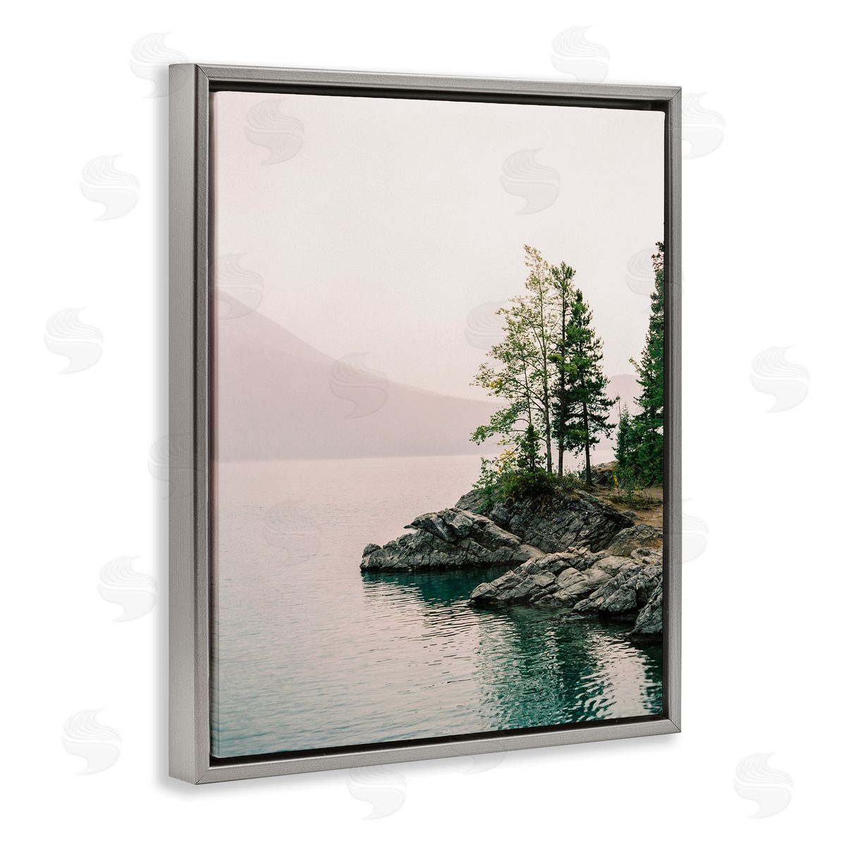 Rocky Inlet Cove Grey Floating Frame Canvas Wall Art, Home Decor by Justine Milton