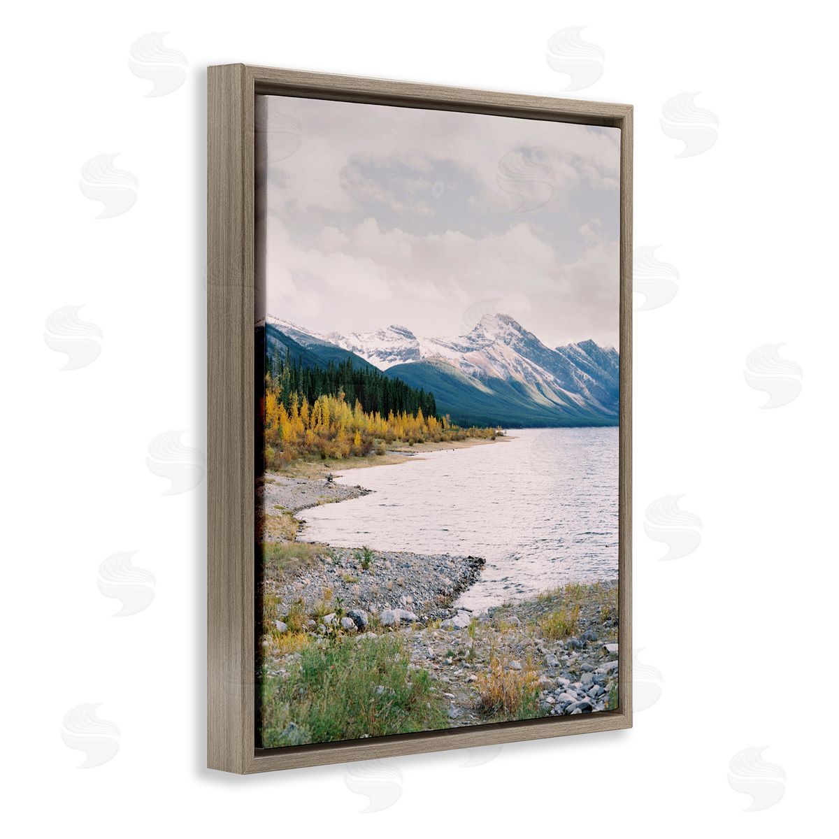 Mountain Region Shore Brown Floating Frame Canvas Wall Art, Home Decor by Justine Milton