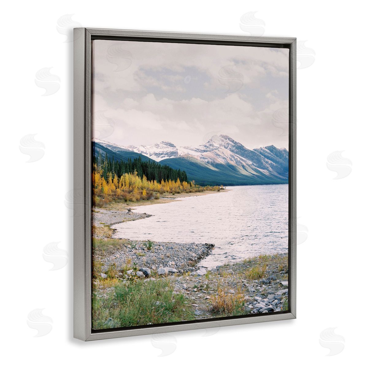 Mountain Region Shore Grey Floating Frame Canvas Wall Art, Home Decor by Justine Milton