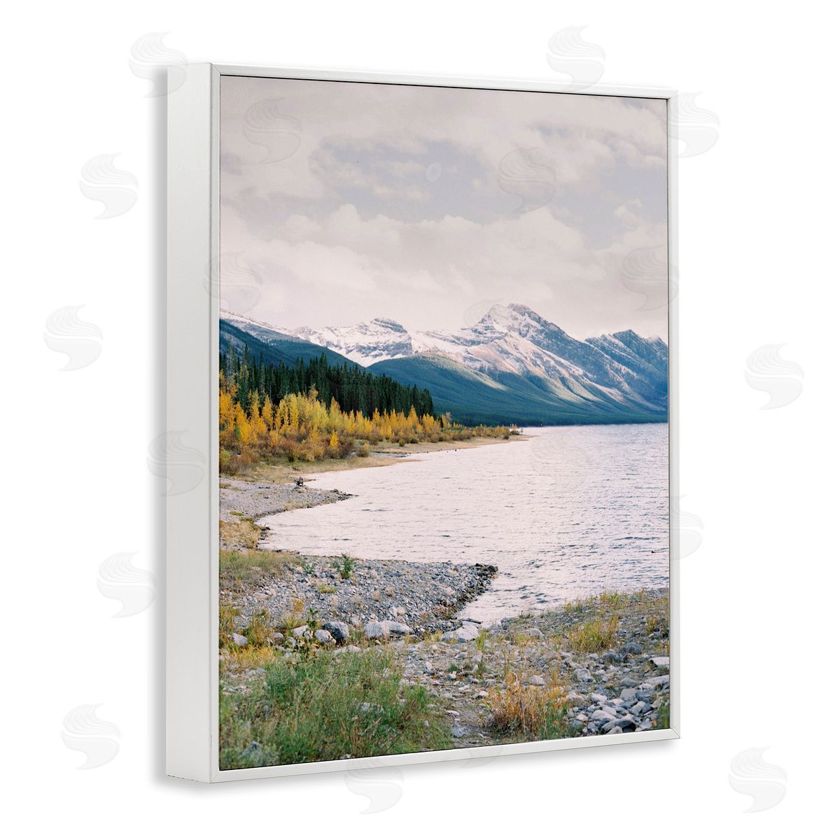 Mountain Region Shore White Frame Print Wall Art, Home Decor by Justine Milton