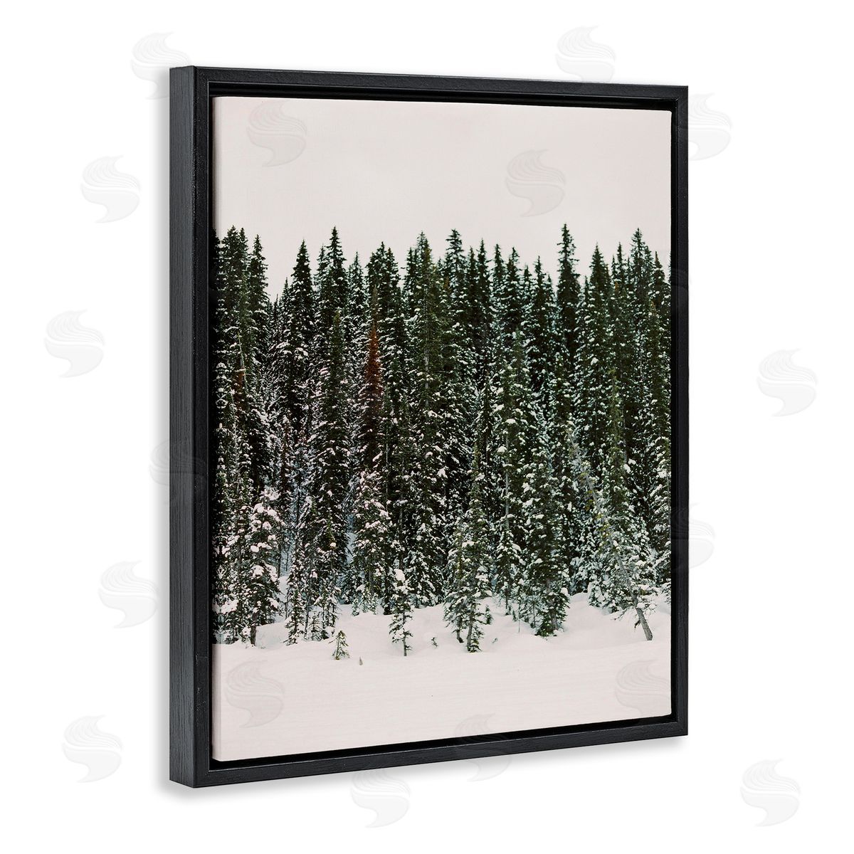Winter Forest Grove Black Floating Frame Canvas Wall Art, Home Decor by Justine Milton
