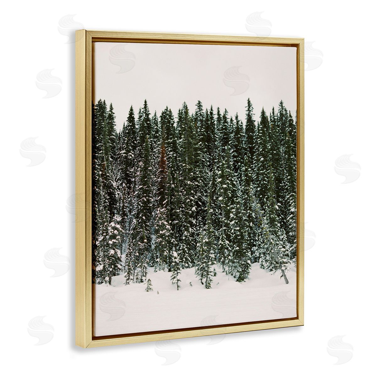 Winter Forest Grove Gold Floating Frame Canvas Wall Art, Home Decor by Justine Milton