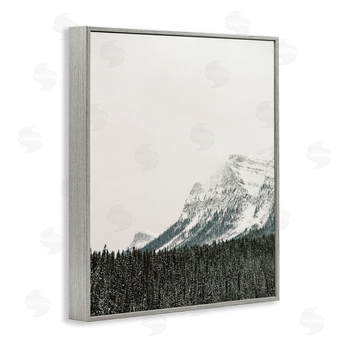 Distant Snowy Peaks Grey Frame Print Wall Art, Home Decor by Justine Milton