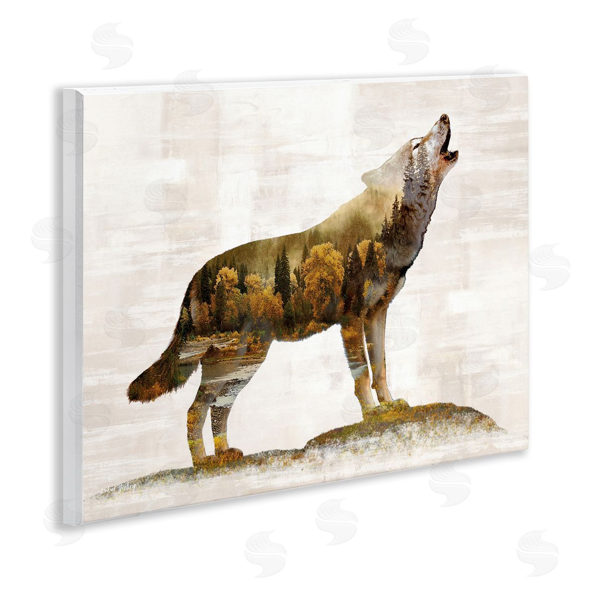 Forest Pattern Wolf Wood Plaque Wall Art, Home Decor by Amber Sterling
