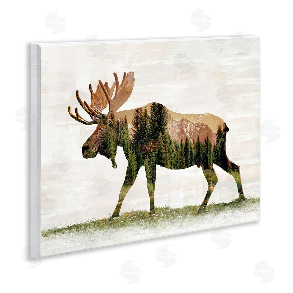 Forest Pattern Moose Wood Plaque Wall Art, Home Decor by Amber Sterling