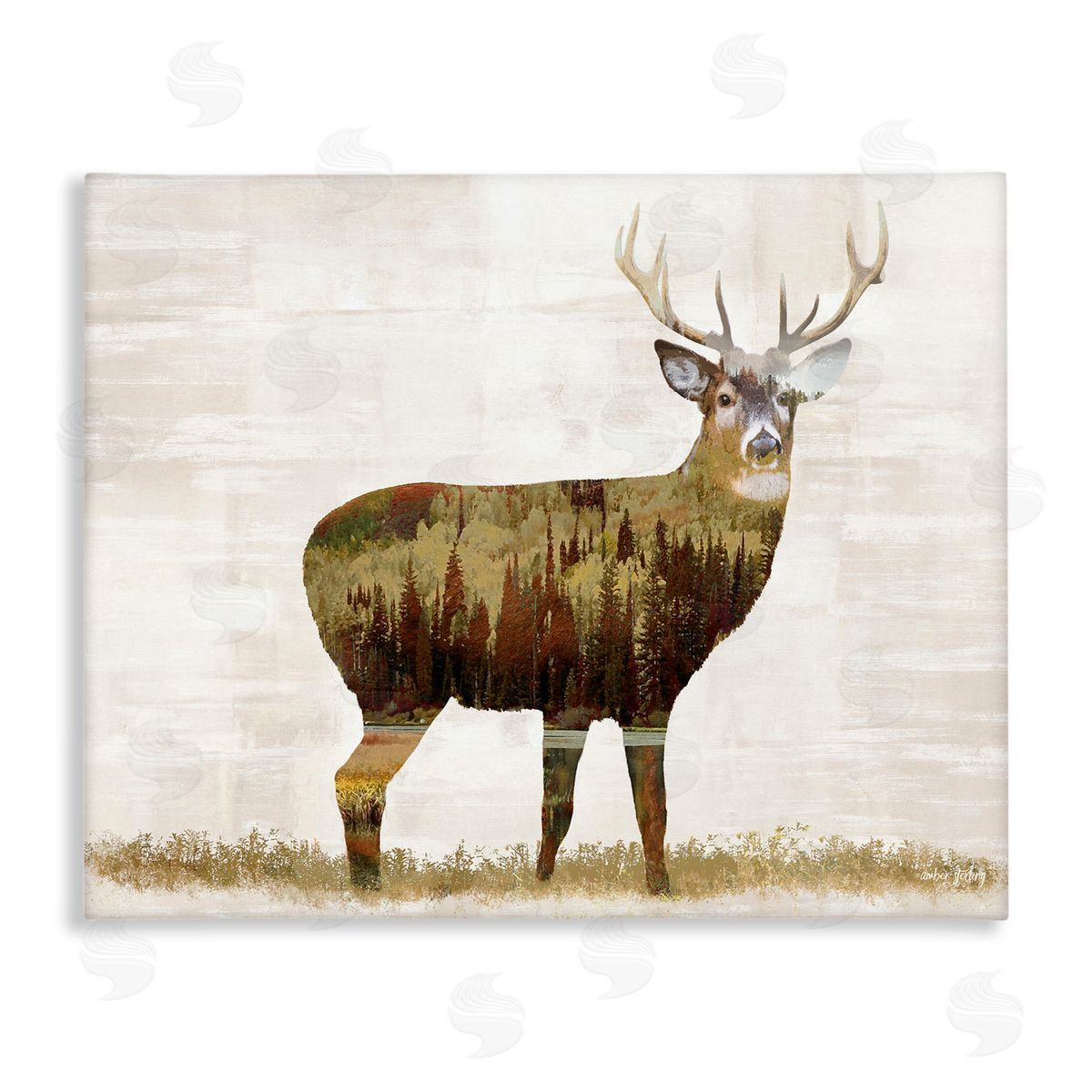 Forest Pattern Deer Canvas Wall Art, Home Decor by Amber Sterling