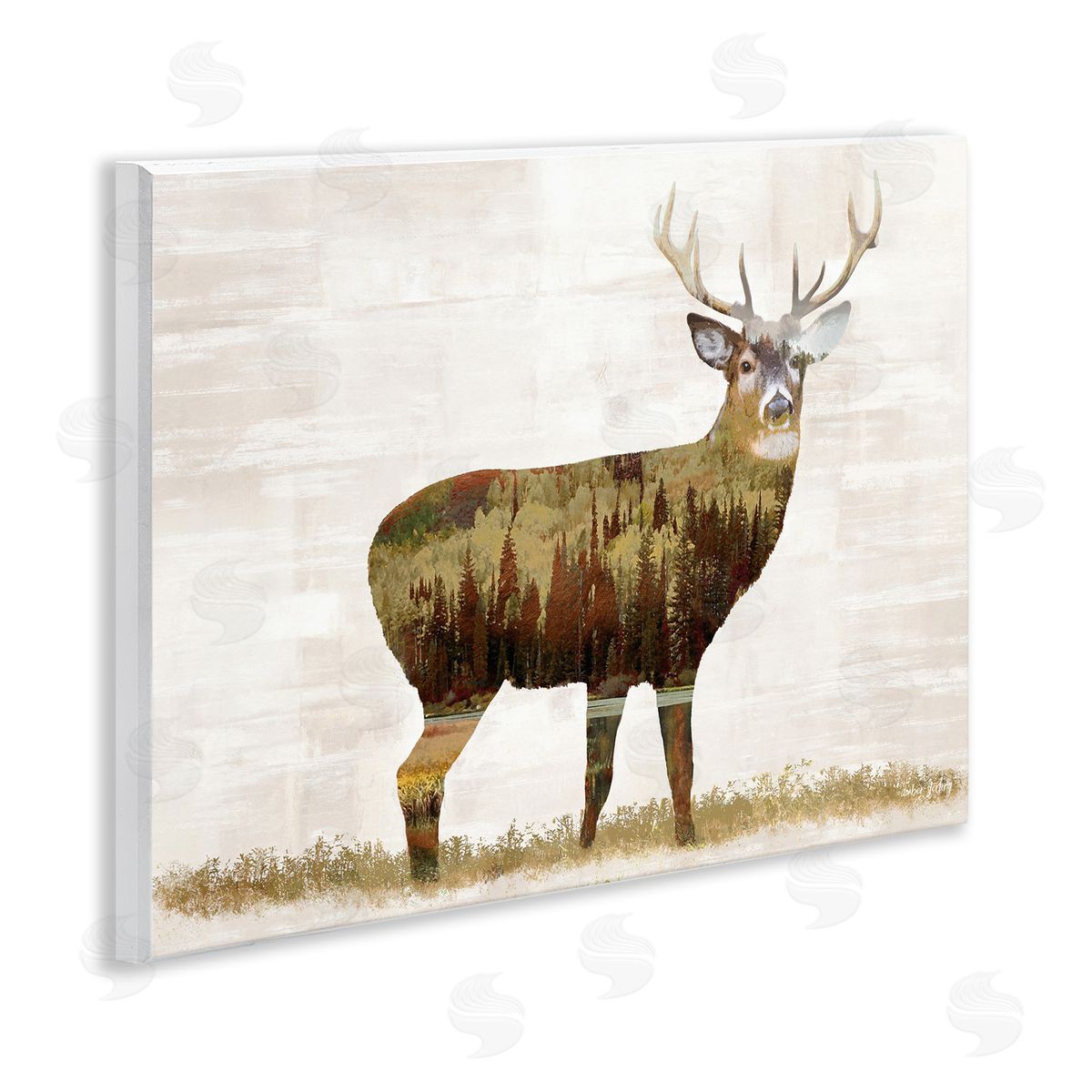 Forest Pattern Deer Wood Plaque Wall Art, Home Decor by Amber Sterling