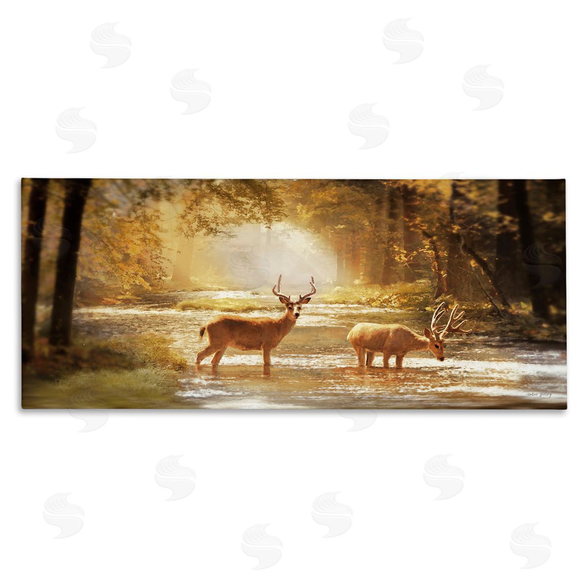 Deer in Sunlit Grove Canvas Wall Art, Home Decor by Amber Sterling