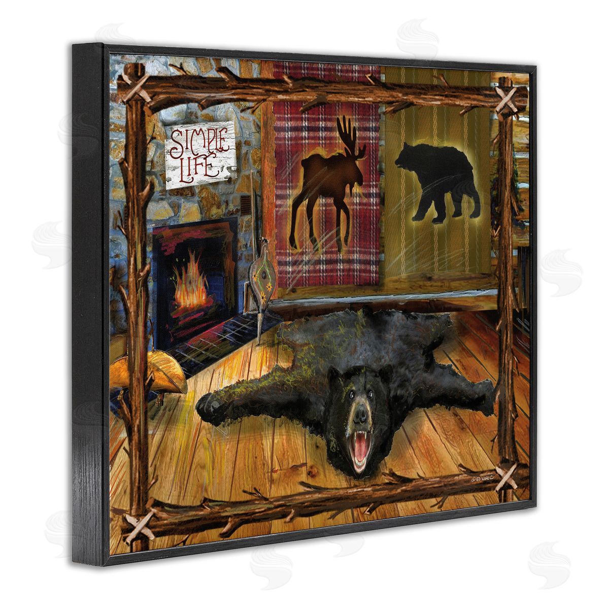 Rustic Cabin Interior Black Frame Print Wall Art, Home Decor by Ed Wargo