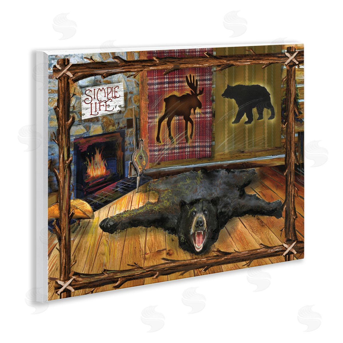 Rustic Cabin Interior Wood Plaque Wall Art, Home Decor by Ed Wargo