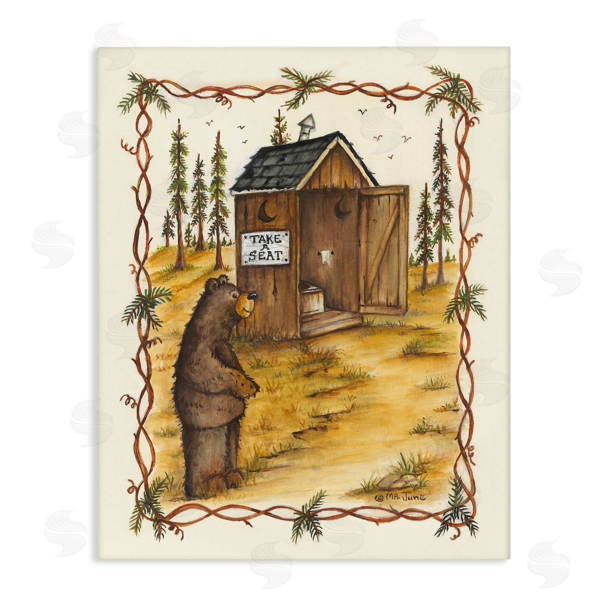 Take A Seat Outhouse Canvas Wall Art, Home Decor by Mary Ann June