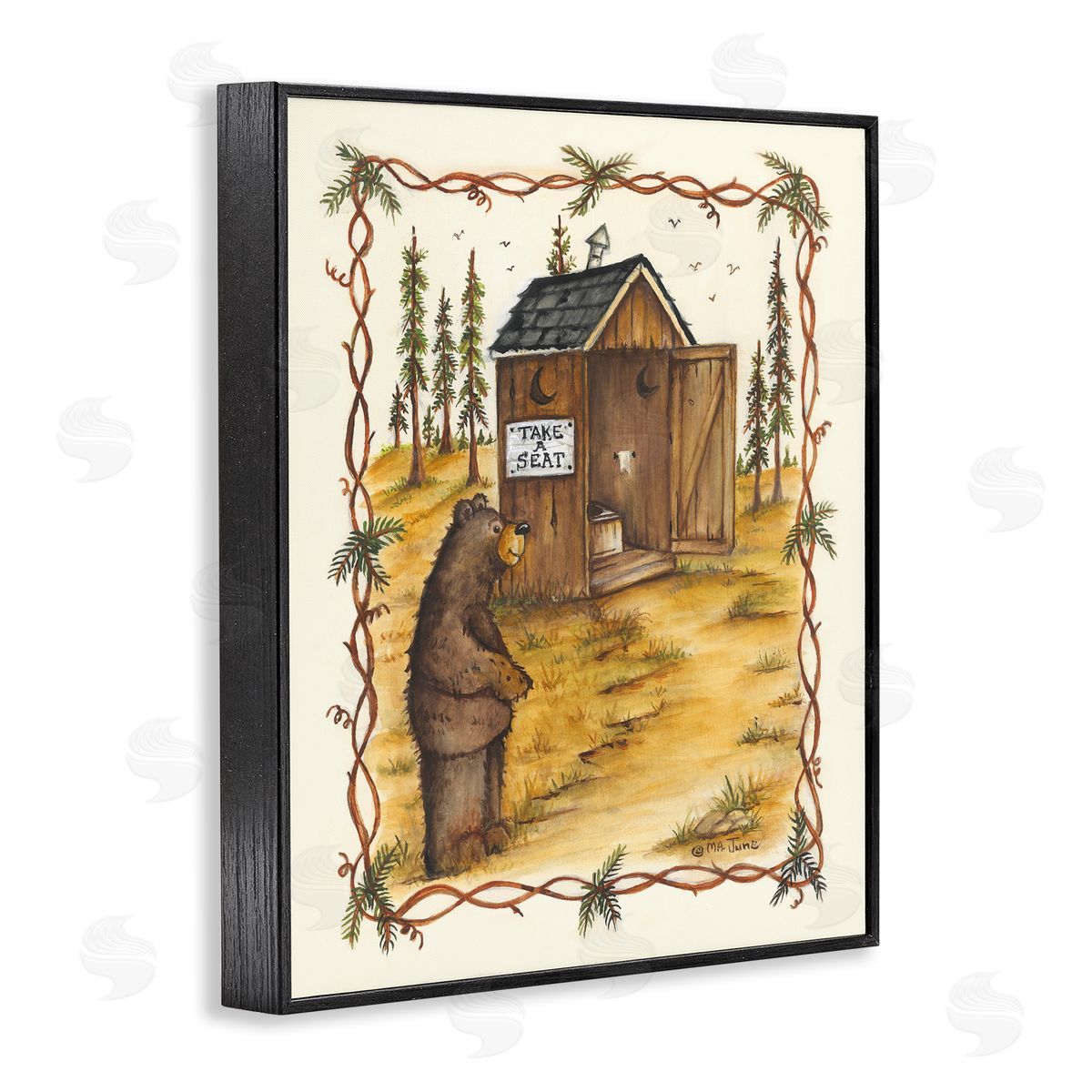Take A Seat Outhouse Black Frame Print Wall Art, Home Decor by Mary Ann June