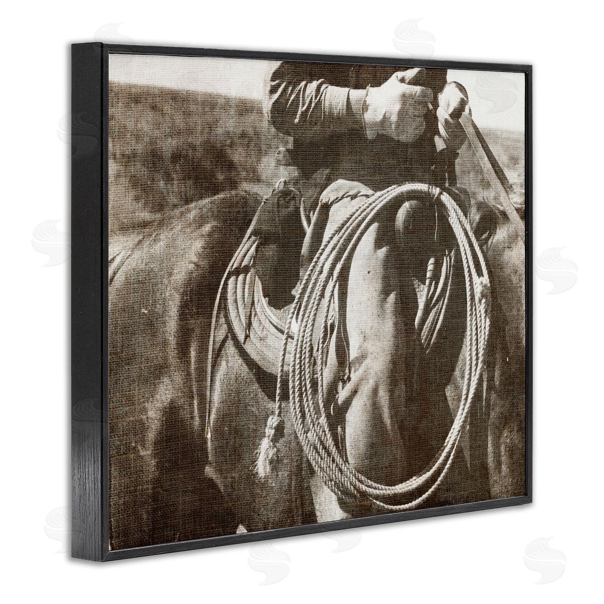 Cowboy with Lasso Black Frame Print Wall Art, Home Decor by RileyB