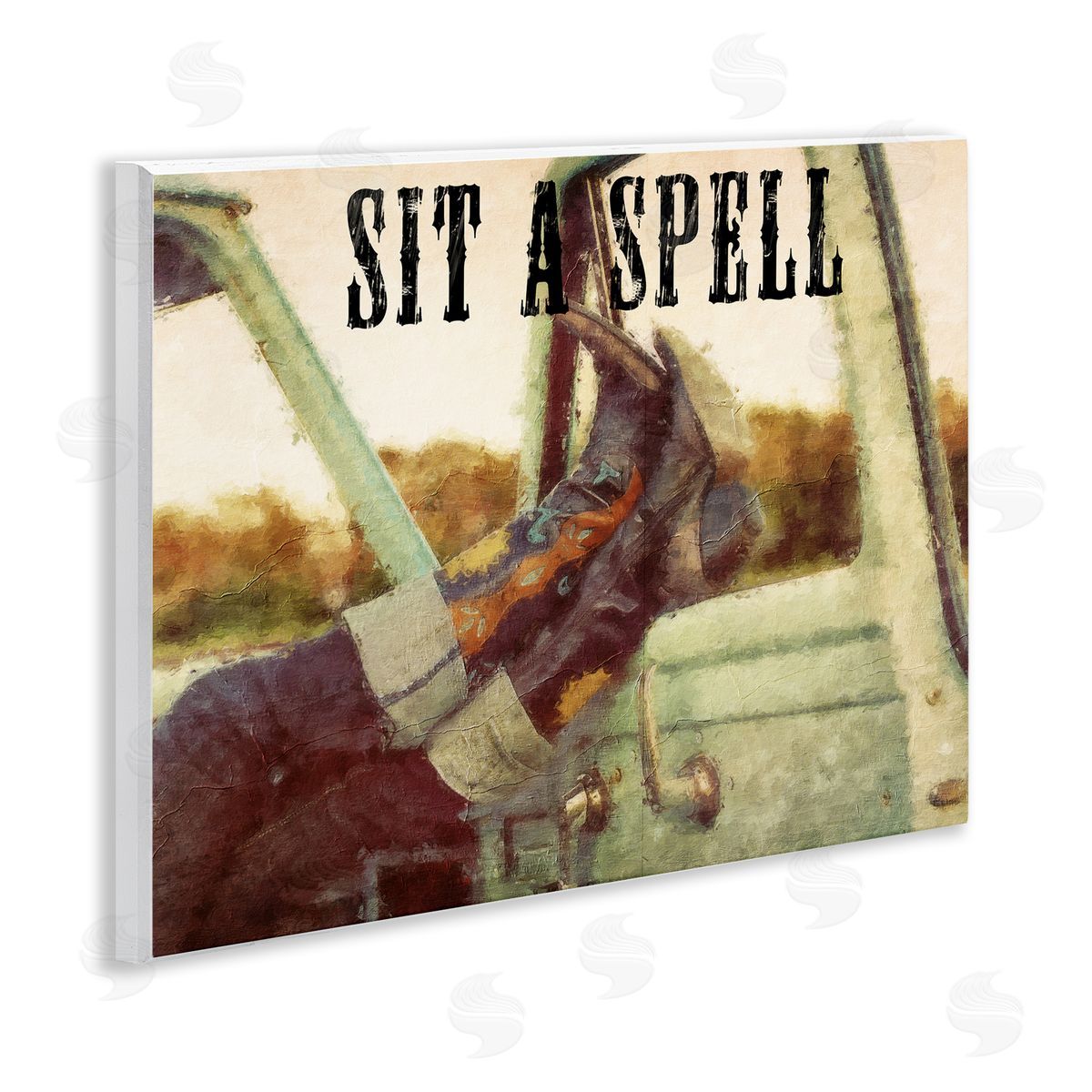 Sit A Spell Cowboy Wood Plaque Wall Art, Home Decor by Sasha