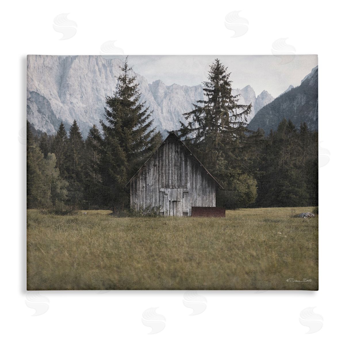 Rustic Cabin Landscape Canvas Wall Art, Home Decor by Susan Ball