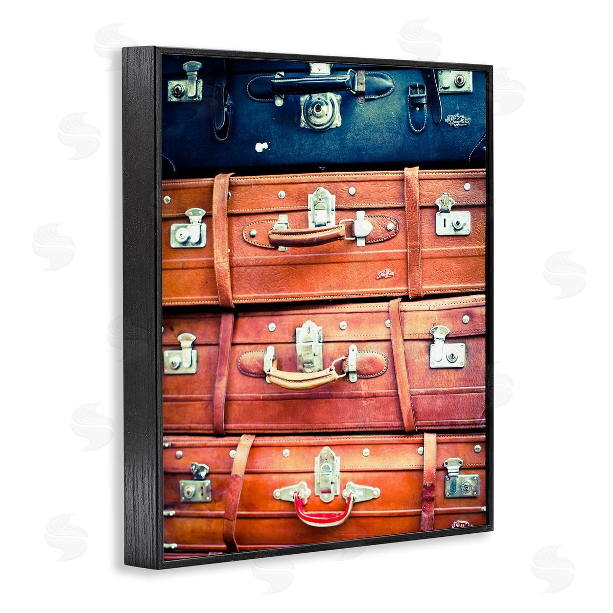 Varied Stacked Suitcases Black Frame Print Wall Art, Home Decor by Susan Bryant