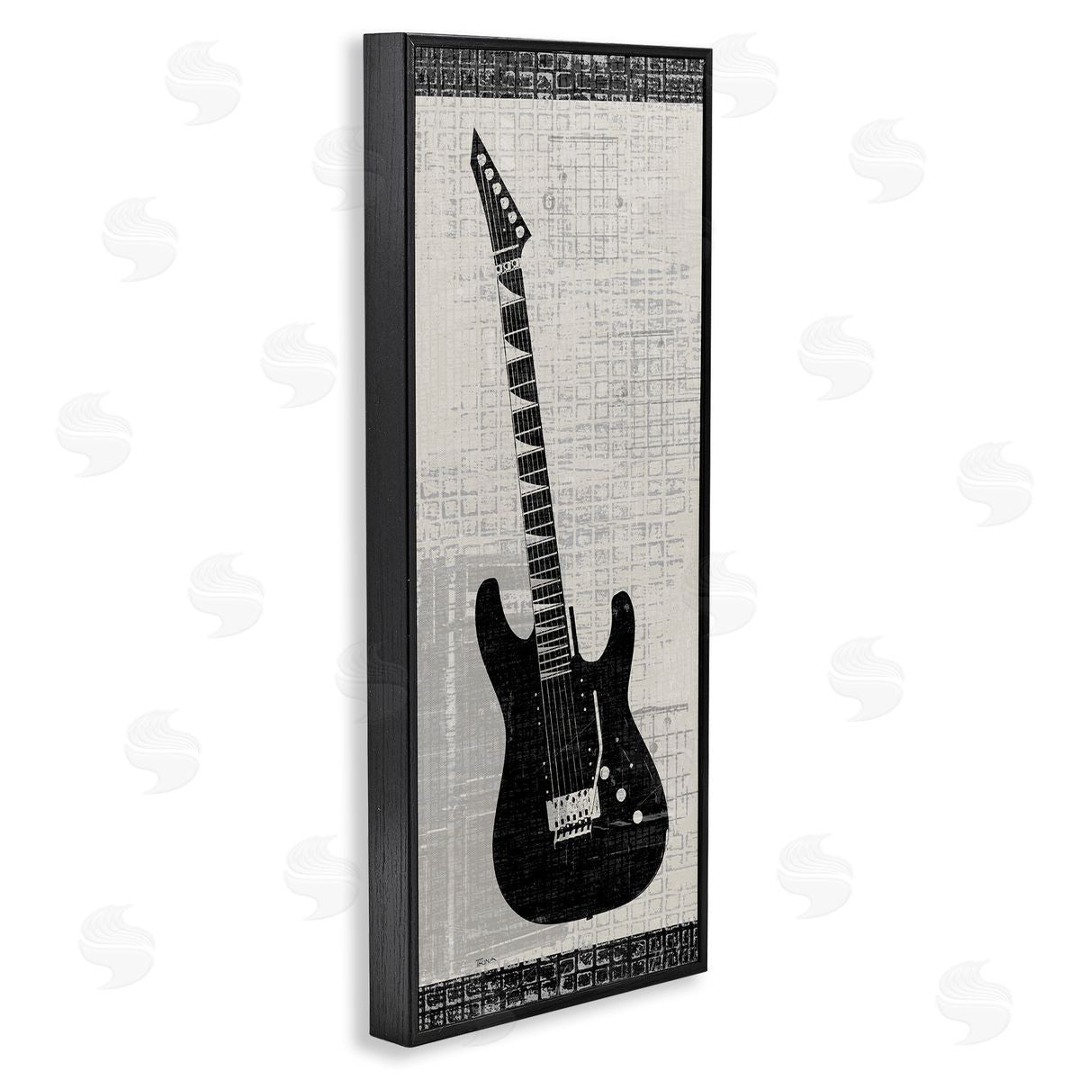 Patterned Electric Guitar Black Frame Print Wall Art, Home Decor by Katrina Craven