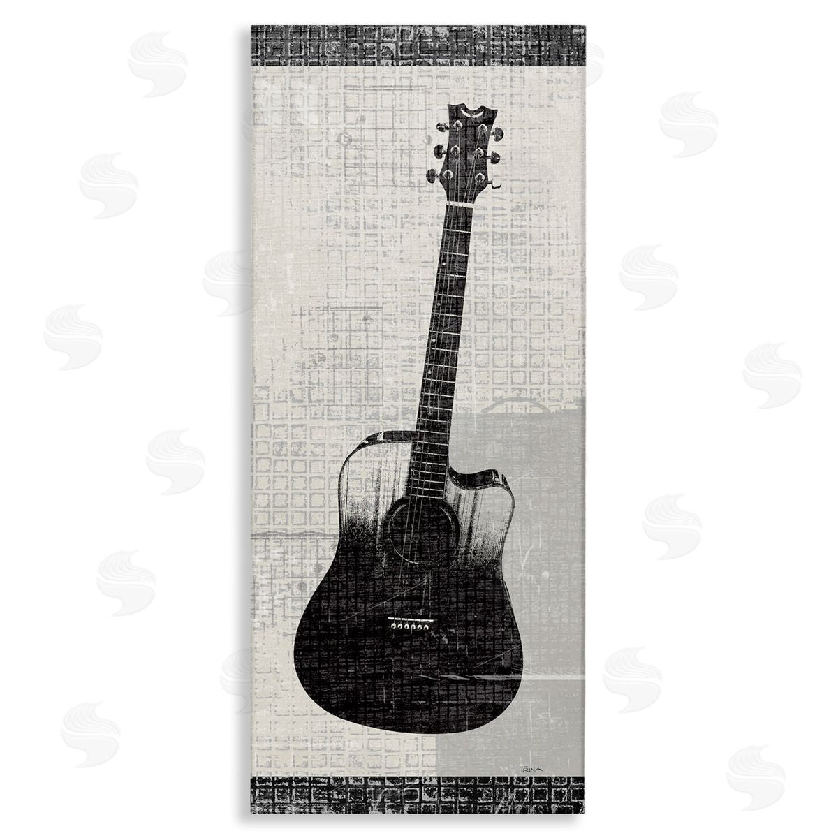 Patterned Acoustic Guitar Canvas Wall Art, Home Decor by Katrina Craven