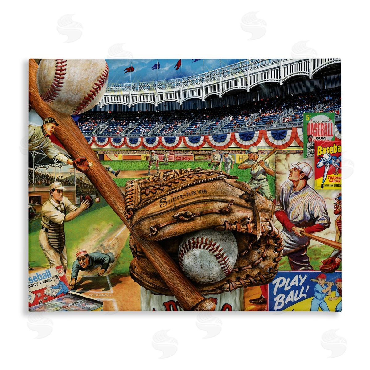 Baseball Sports Collage Canvas Wall Art, Home Decor by Ed Wargo