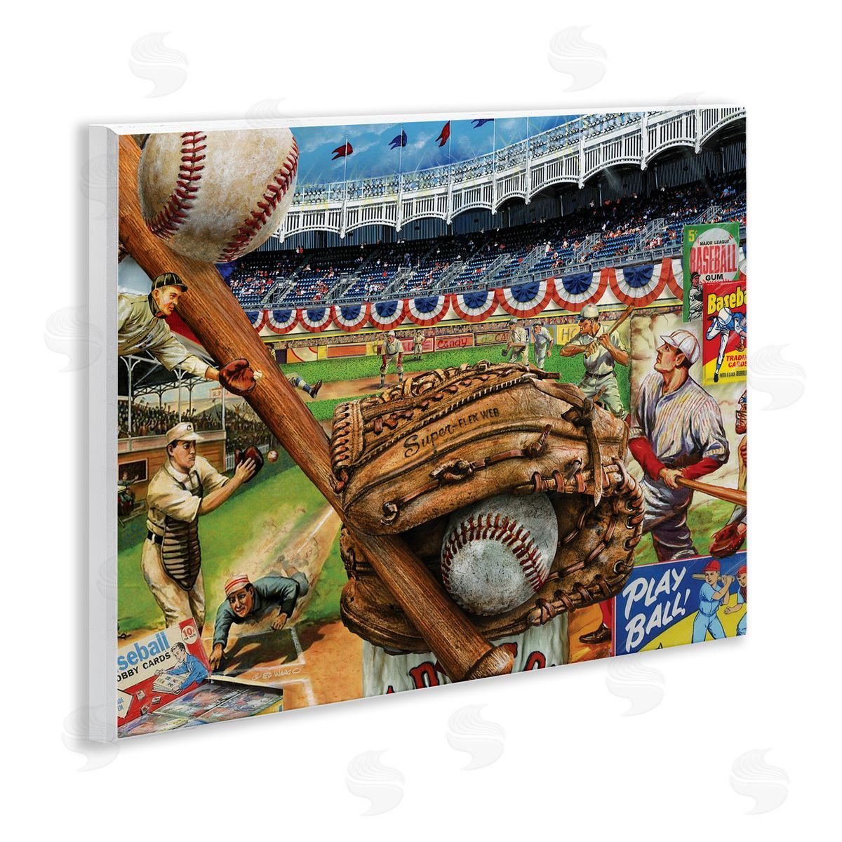 Baseball Sports Collage Wood Plaque Wall Art, Home Decor by Ed Wargo
