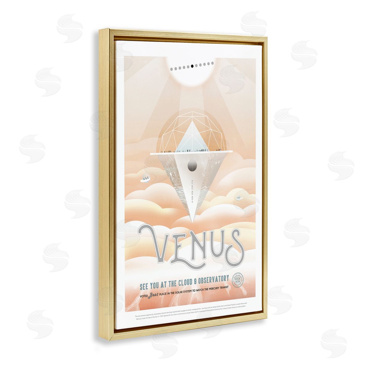 Venus Space Exploration Gold Floating Frame Canvas Wall Art, Home Decor by Jet Propulsion Labs