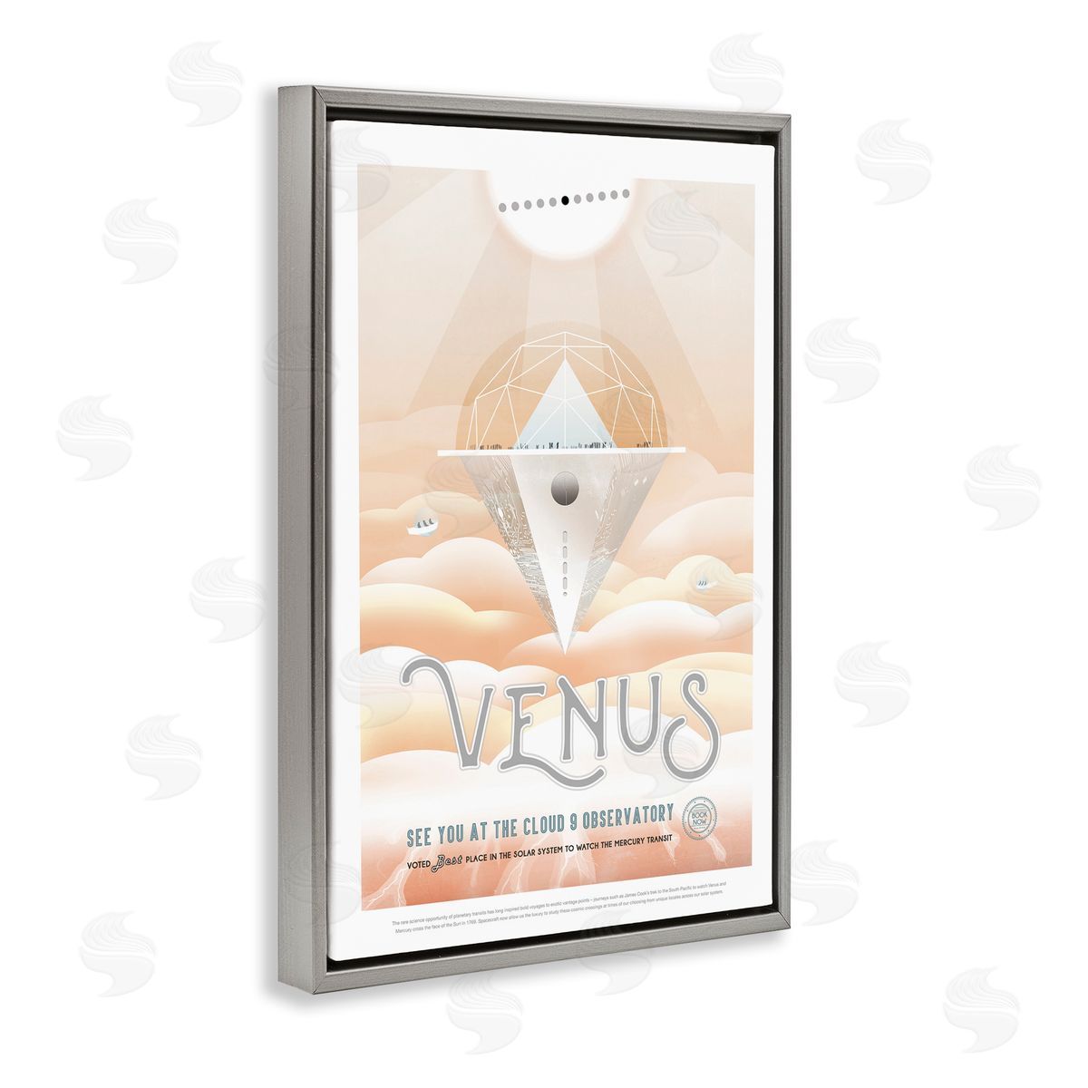 Venus Space Exploration Grey Floating Frame Canvas Wall Art, Home Decor by Jet Propulsion Labs