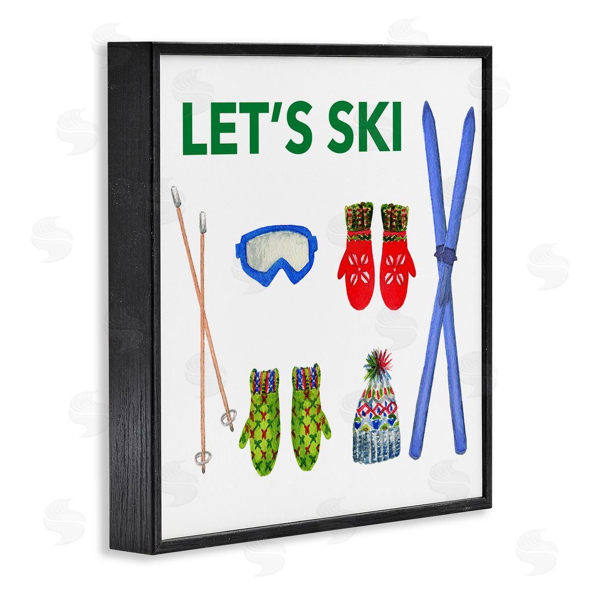 Let's Ski on White Black Frame Print Wall Art, Home Decor by Melissa Hyatt