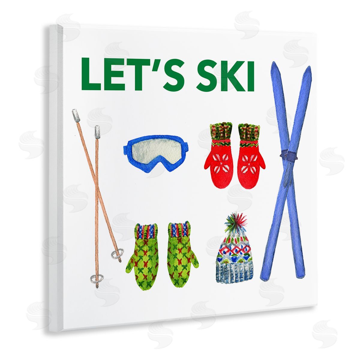 Let's Ski on White Wood Plaque Wall Art, Home Decor by Melissa Hyatt