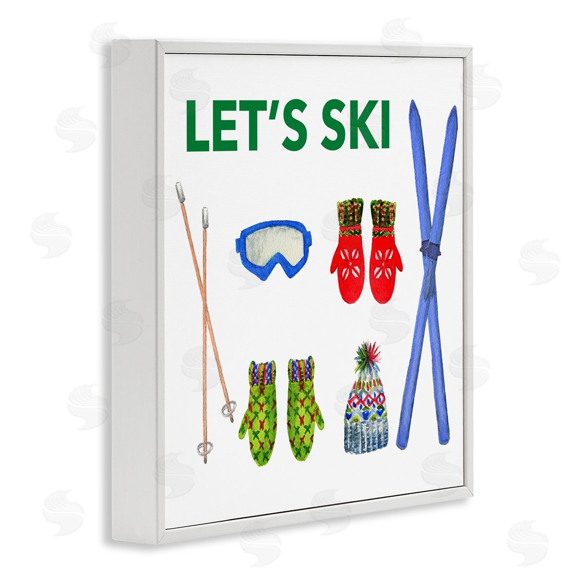 Let's Ski on White White Frame Print Wall Art, Home Decor by Melissa Hyatt