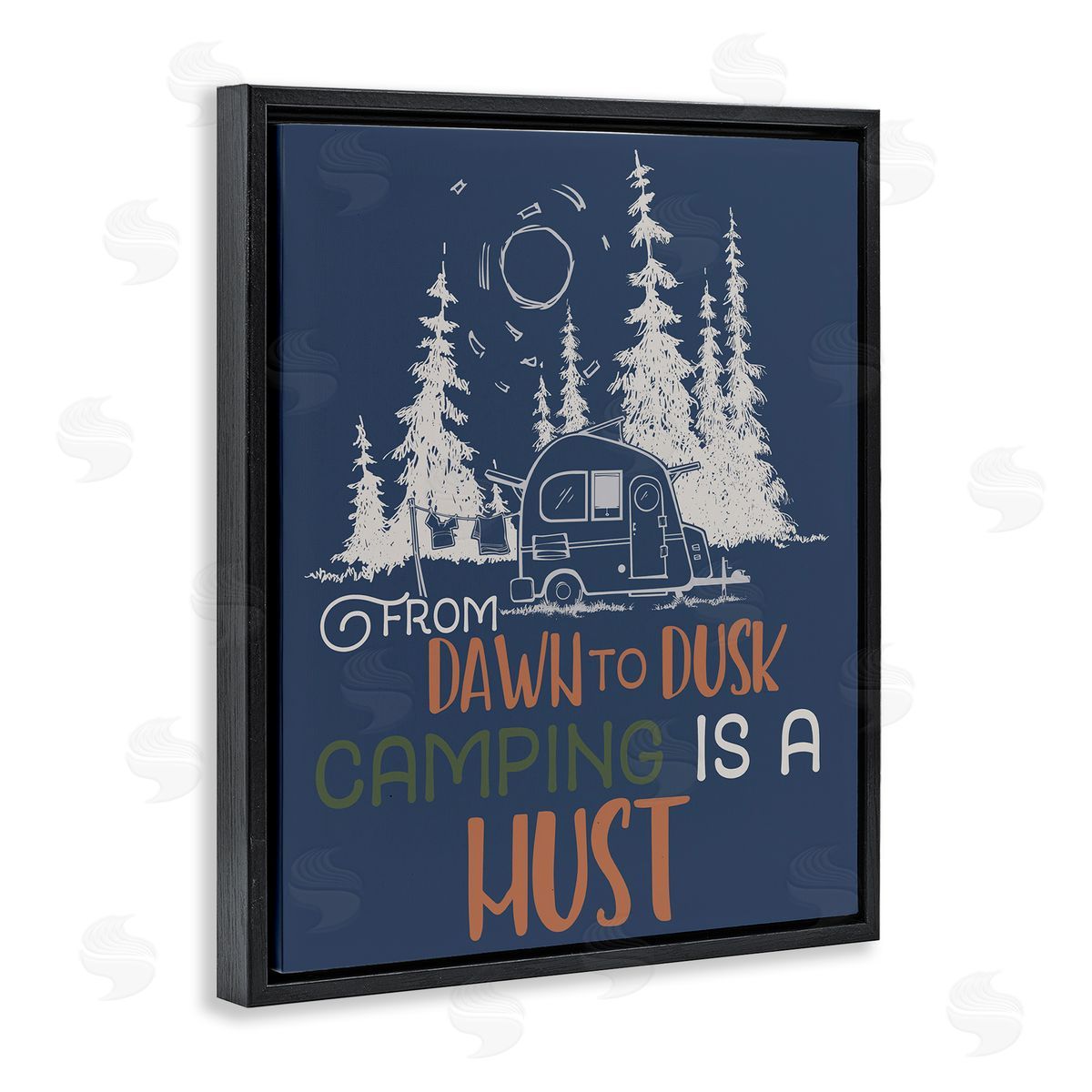Dawn to Dusk Camping Black Floating Frame Canvas Wall Art, Home Decor by Steve Vanderbosch