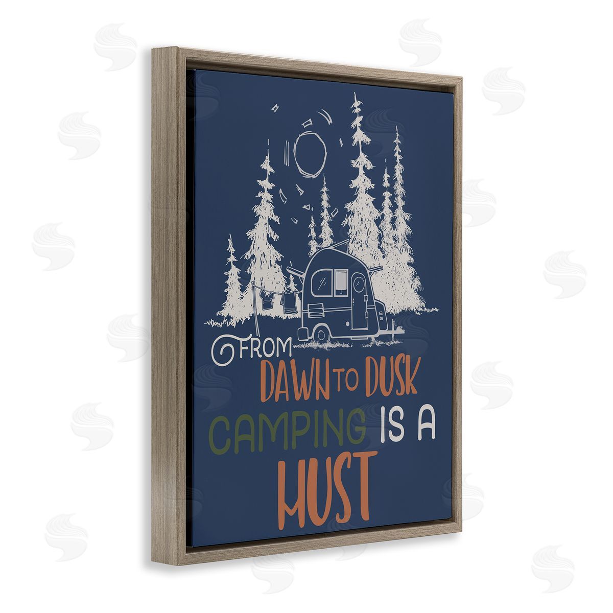 Dawn to Dusk Camping Brown Floating Frame Canvas Wall Art, Home Decor by Steve Vanderbosch