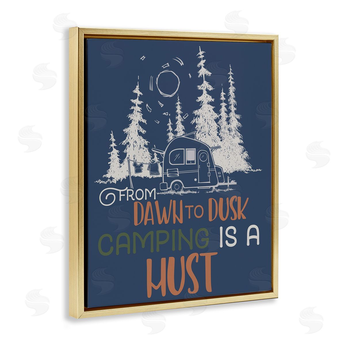 Dawn to Dusk Camping Gold Floating Frame Canvas Wall Art, Home Decor by Steve Vanderbosch
