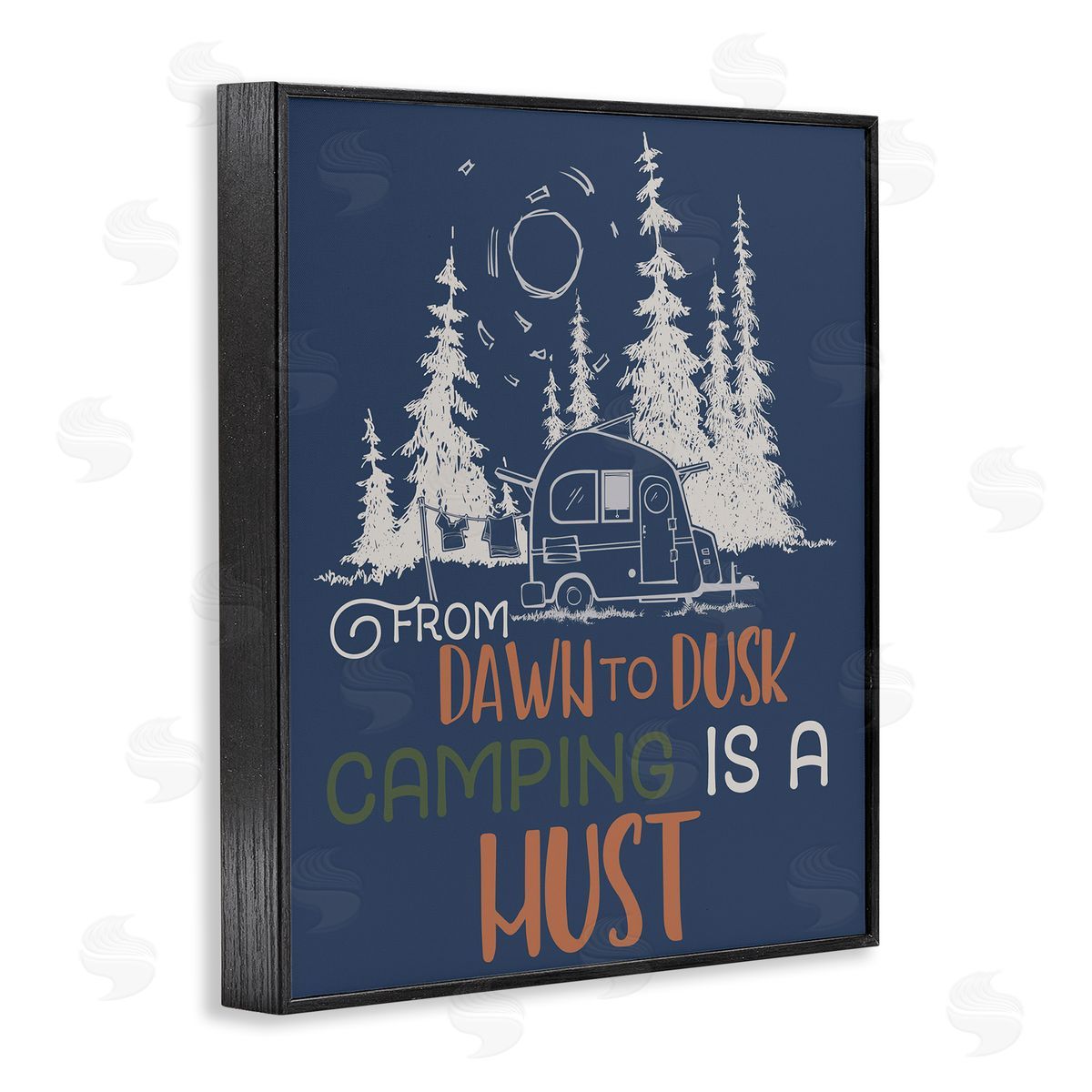 Dawn to Dusk Camping Black Frame Print Wall Art, Home Decor by Steve Vanderbosch