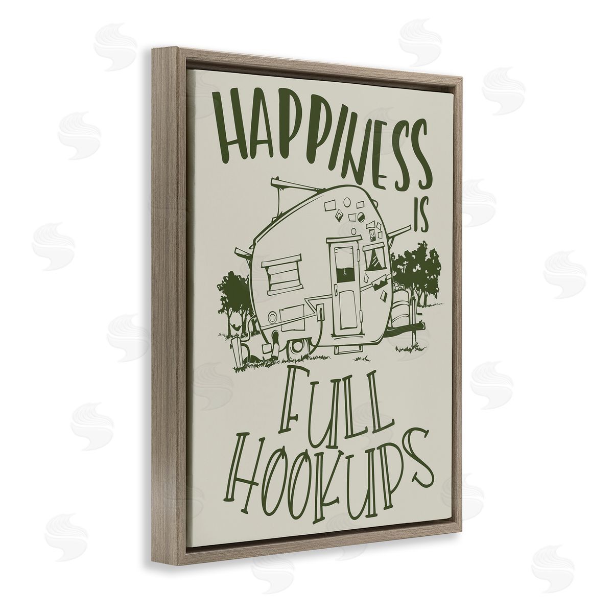 Full Hookups Camping Brown Floating Frame Canvas Wall Art, Home Decor by Steve Vanderbosch