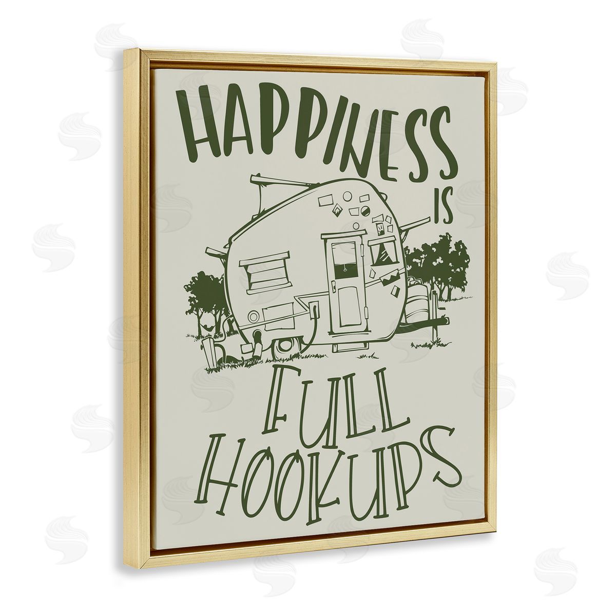 Full Hookups Camping Gold Floating Frame Canvas Wall Art, Home Decor by Steve Vanderbosch