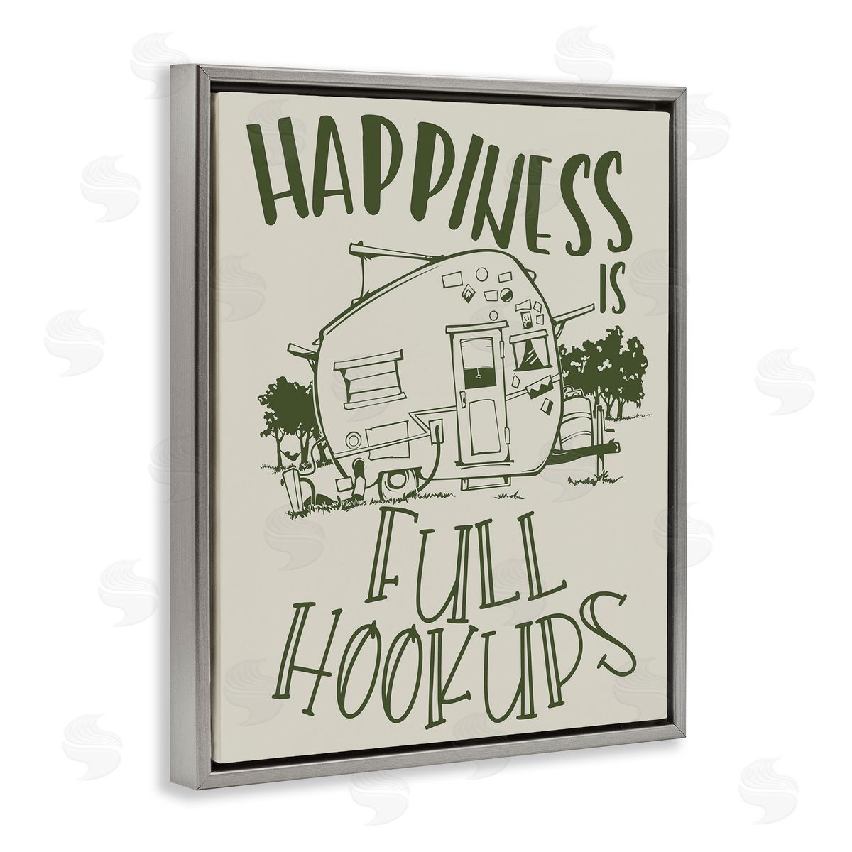 Full Hookups Camping Grey Floating Frame Canvas Wall Art, Home Decor by Steve Vanderbosch