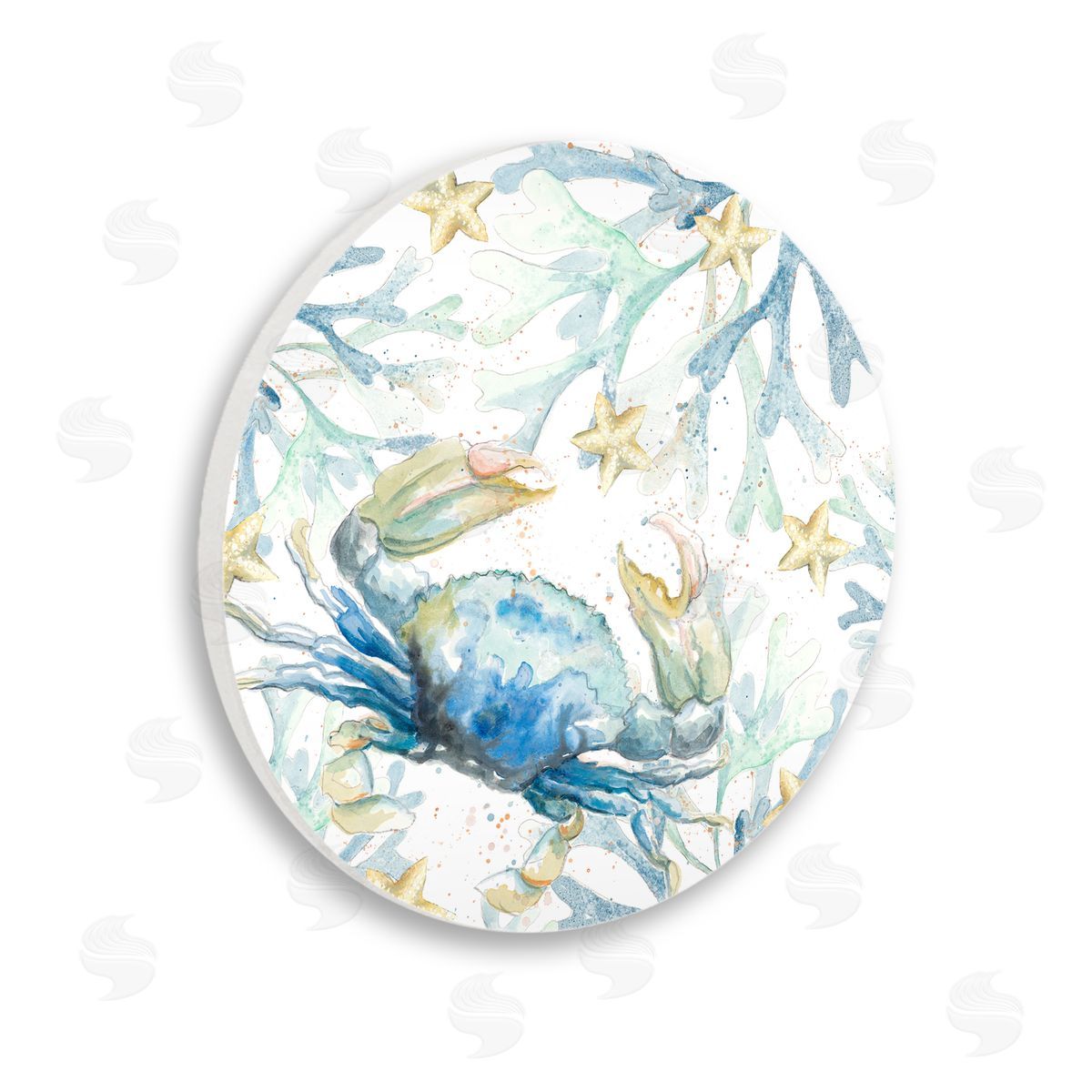 Patricia Pinto Starfish & Crab Pattern Wooden Wall Plaque Art Print