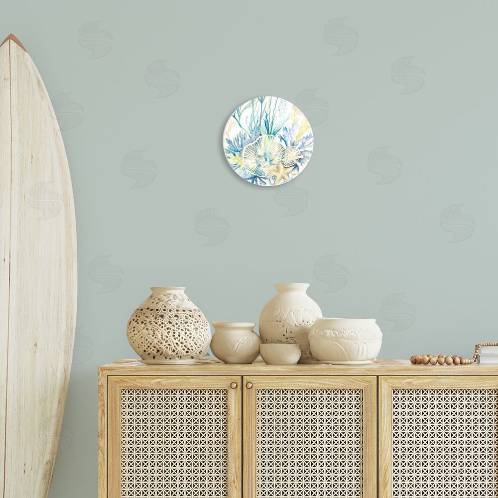 Patricia Pinto Underwater Sea Shells Round Wall Plaque Art Print in Room