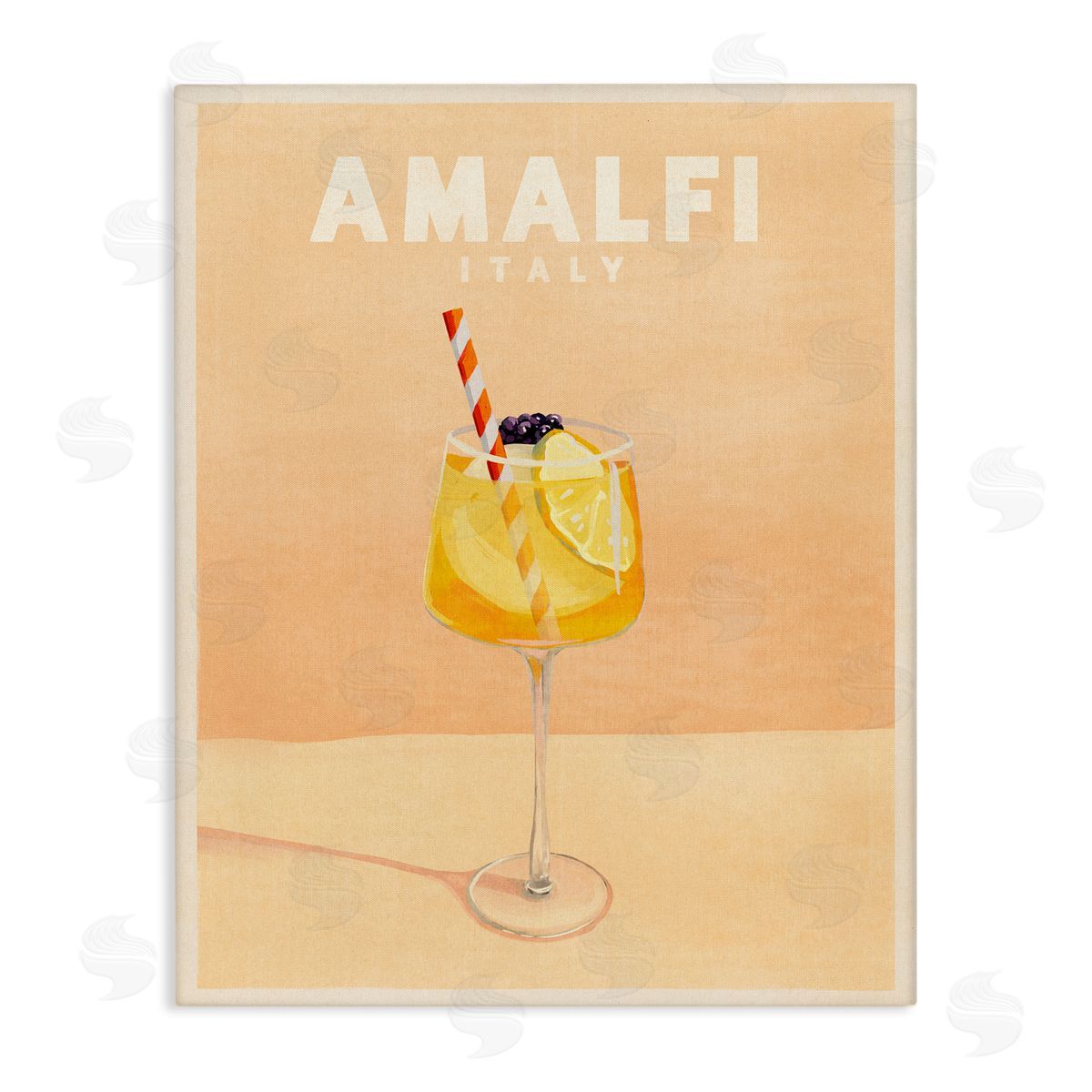Amalfi Italy with Cocktail Canvas Wall Art, Home Decor by The Whiskey Ginger